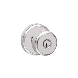 SCHLAGE F51A BWE 625 GSN 619 Bowery Knob with Greyson Trim Keyed Entry Lock, Bright Chrome with Satin Nickel Interior