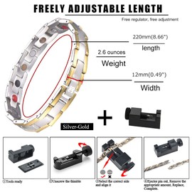 38 Titanium Magnetic Lymph Detox Bracelet Fashion Health Bracelets For Men Best Gift For Anyone (Silver&Gold)