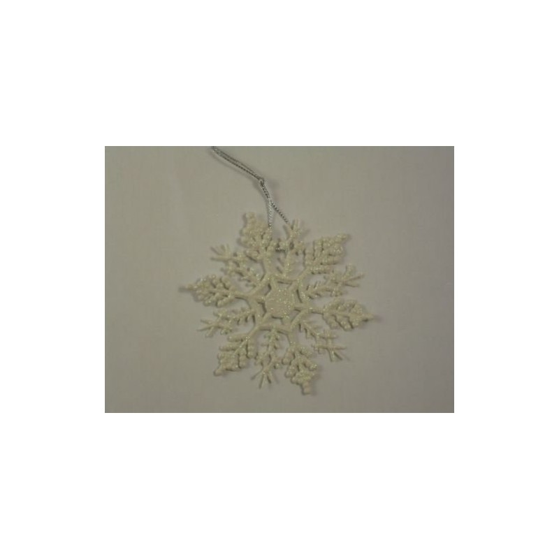 Toyland® Pack of 12 White Gliitery Snowflake Christmas Tree Trims