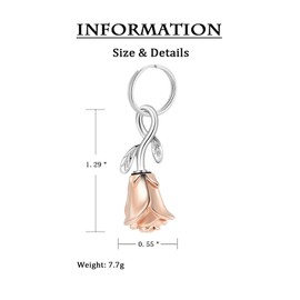 constantlife Rose Flower Urn Keychain Cremation Jewelry for Ashes, Stainless Steel Memorial Pendant Gift Funeral Keepsake (Rose Gold)