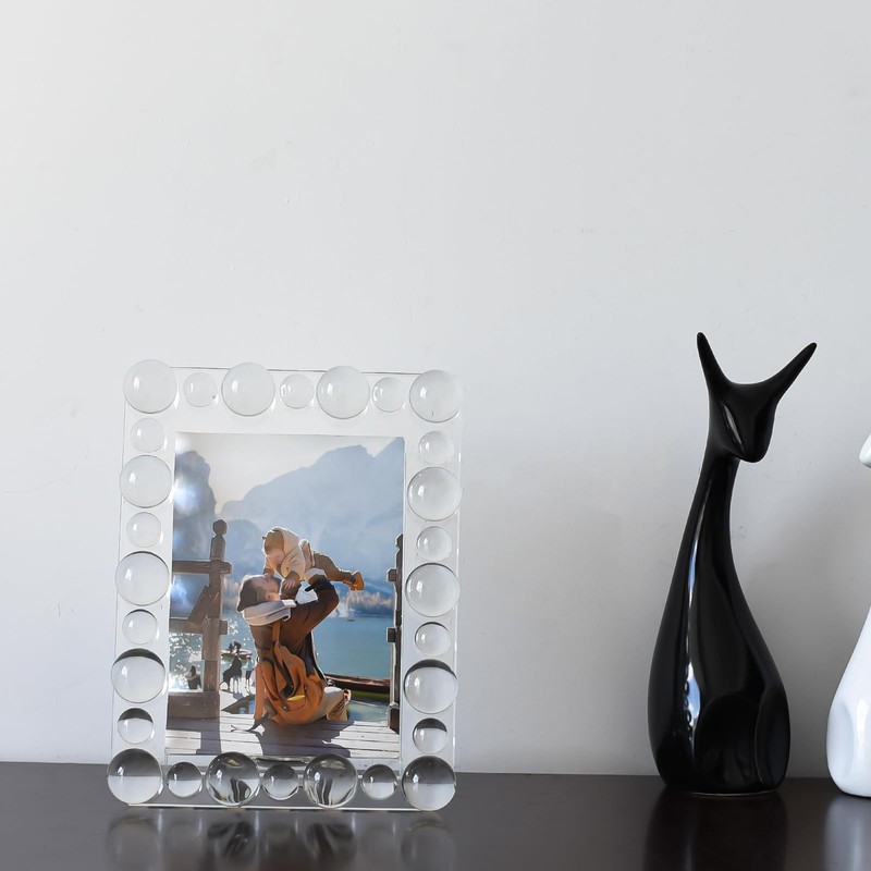 Marvala Clear Bubble Crystal Picture Frames 5x7Inch, Photo Frame with