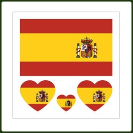 15 Sheets Spanish Flag Temporary Tattoo Stickers, National Flag and Heart Designs, Red and Yellow Spain Waterproof Sweat Sports National Flag Removable Fake Tattoos Sticker