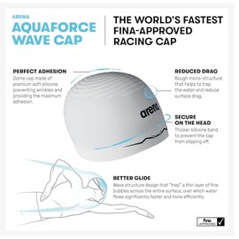 Arena - Gorro de natación de Silicona para Hombres y Mujeres, Aquaforce Wave hidrodinámico, Rendimiento competitivo, intensivo