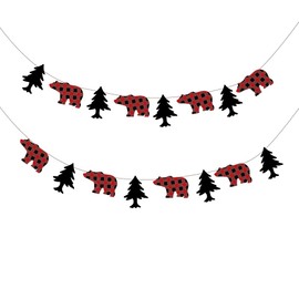 CC HOME Lumberjack Banner,Buffalo Plaid Party Banner for Kids,Boys,Girls,Birthday Party,Baby Show Party Decoration