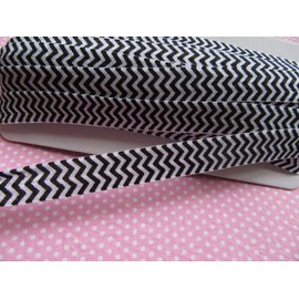 YYCRAFT Chevron Fold Over Elastic Stretch Foldover FOE Elastics for Hair Ties Headbands Pack 10 Yards (Black,5/8")