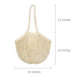 Organic Cotton Mesh Tote Bags – Reusable Mesh Grocery Bags - Reusable Shopping Bags for Groceries - French Market Bag - Fish Net Farmers Market Bag - Mesh Produce, Vegetable & Grocery Bags (3 Bags)