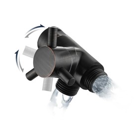 PDPBath Brass 3 Way Shower Arm Diverter Valve, Shower Mixer for Handheld Shower Head and Fixed Shower Head, G1/2 Universal Connection - Oil Rubbed Bronze