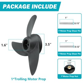MGA089B Three-Blade Trolling Motor Propeller Replacement for Motorguide Machete III Black 3-Blade Prop, 3.5-Inch Hub Small Boat Motor for MotorGuide R3 55lb,W55,Xi5 36v,75 Wireless Trolling Motor