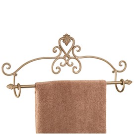 Touch of Class Aldabella Scroll Wall Mount Towel Bar - Metal - Satin Gold Finish - 24 Inch Wide Rack for Bathroom, En Suite, Kitchen, Bar, Restaurant - Decor for Organization & Ease