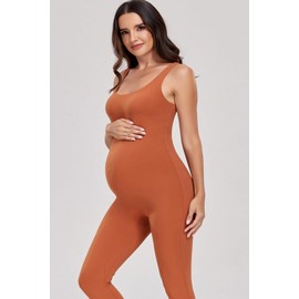 Lataly Women's Maternity Bodysuit Pregnancy Shapewear Double Lined Flattering Tank Top Leggings Romper Jumpsuit
