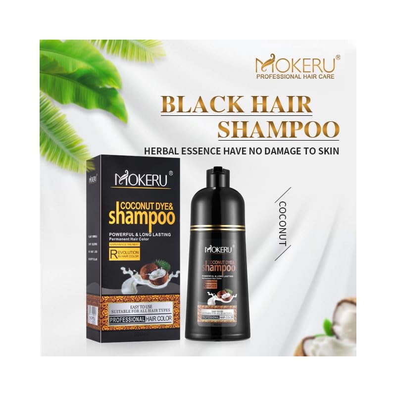 Champú Tinte Negro Con Aceite De Coco Mokeru 3 En