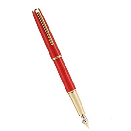 Jinhao 95 - Pluma estilográfica de metal, punta fina, rojo vivo con clip dorado