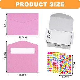 Lvjkes Mini Envelopes, Pack of 72 Mini Envelopes, 100 Pieces White Blank Cards and 3 Sheets Sticker Envelope, for DIY Craft Projects, Wedding Birthday Party Invitation