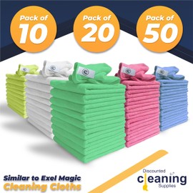 DCS Microfibre Cleaning Cloth, Green, Pack of 20, Large Size: 40x40cm. Super Soft Premium Streak Free Washable Cloth Duster for Kitchen, Bathrooms, Surfaces, Mirrors, Car, Motorbike