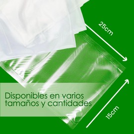 EXNIMA, Gofrada Vacuum Packaged Bag, 50, 100, 200, 500 or 1000 and 15 x 25 cm, Vacuum Packaging, Food Preservation, Pre-Cut Plastic Food Bags, BPA Free