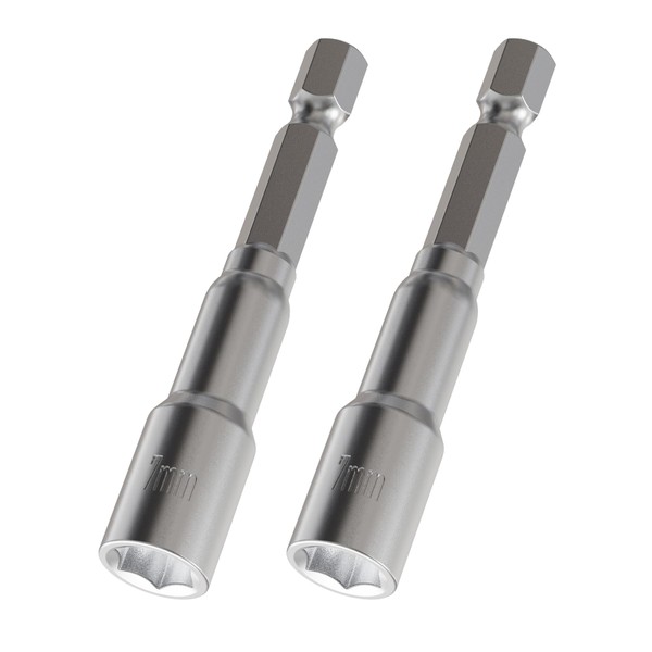 Skweawert 2pcs 1/4" Hexagonal Shank Socket 7mm No-magnetic Power Nut