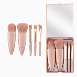 Juego De Brochas De Maquillaje De Viaje, Correctores De Polvo De Base, Juego De Maquillaje De Sombras De Ojos Con Espejo, 5 Uds. De Brochas De...     