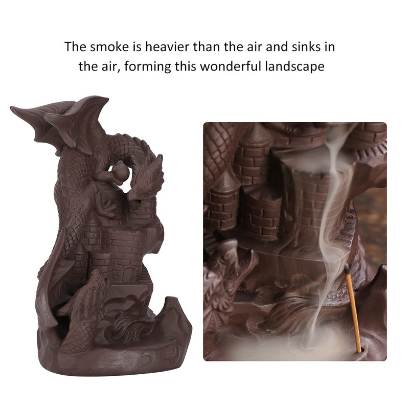 Backflow Incense Burners Dragon Shape Purple Sand Waterfall Burners Home