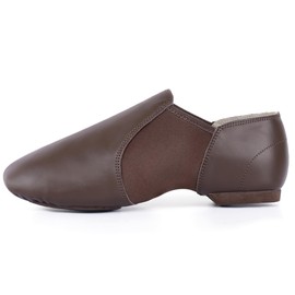 Linodes Leather Jazz Shoe Slip On for Girls and Boys (Toddler/Little Kid/Big Kid) Coffee 12M Little Kid