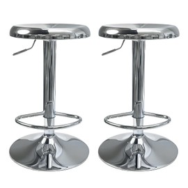 KBISHTIE Adjustable Bar Stools Set of 2, Backless Swivel Round Counter & Bar Height Chairs, Modern Chrome Metal Frame Barstools for Kitchen Island, Dining Room, Home Bar, Chrome