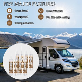RV Silicone Sealant Self-Leveling, 8 Pack RV Roof Sealant White, Camper roof sealant,RV Caulk Professional Repair Trailer, Camper, Provides a Good Seal and Effective UV Protection