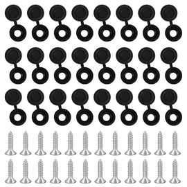Adiwo Number Plate Screws, Set of 24 Number Plate Screws with Caps, Mounting Screws Nuts Set (Black)