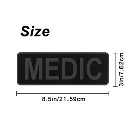 uuKen Medic Patch Black and Gray 8.5×3 inches with Hook Fastener Back for Tactical Bag Backpack Vest Jacket Clothing Uniform (Black and Gray, L 8.5"×3")