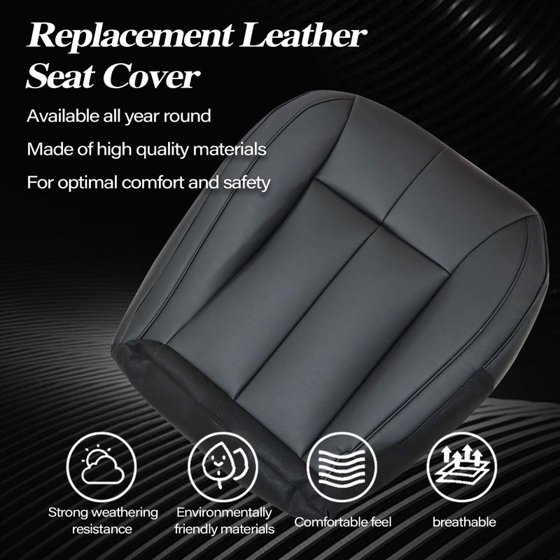 SecosAutoparts Driver Bottom Black Leather with Black Lines Seat Cover