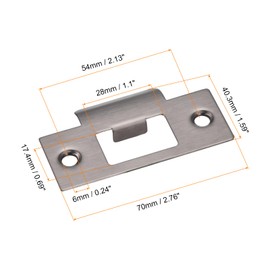 sourcing map Door Strike Plate 70mm x 40.3mm 304 Stainless Steel Door Frame Post Dark Grey