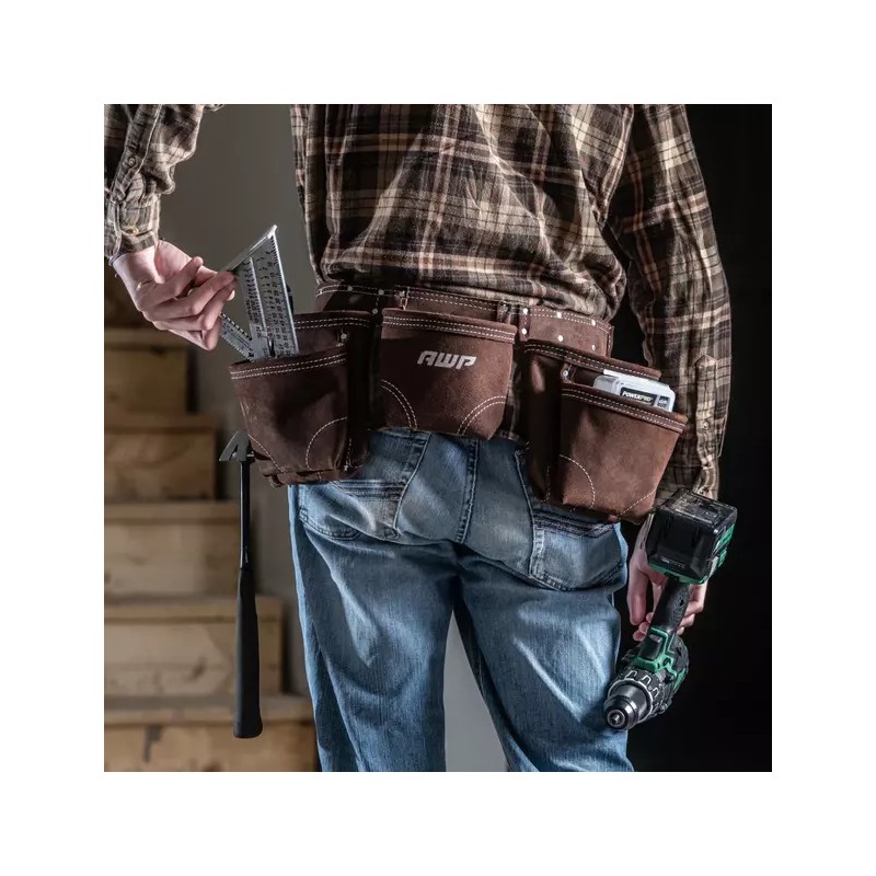 AWP Suede Tool Apron Leather Hammer Loop Genuine Leather 50"