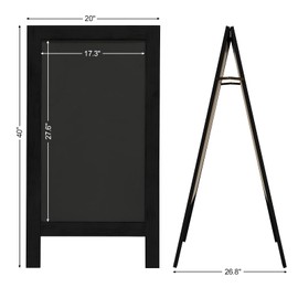TEAKMAMA Chalkboard, A Frame Chalk Board Sign Board, 40" x 20" Magnetic Board, Rustic Chalkboard Sign, Menu Board Double-Sided Sandwich Board Signs Outdoor for Business, Restaurant or Wedding (Black)