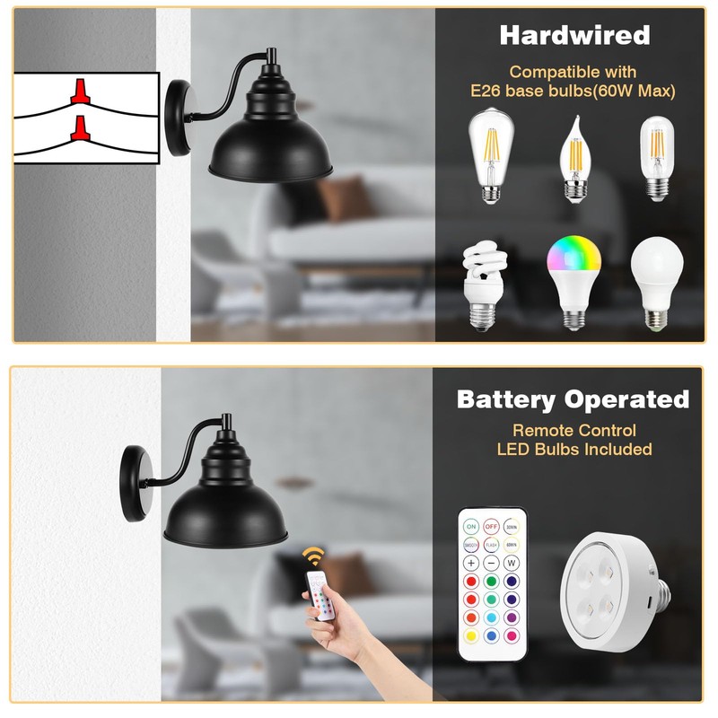 Wall Sconces Battery Operated – Rechargeable Wall Lights with Remote