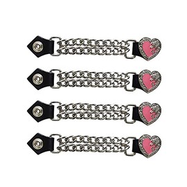 Dream Apparel 4 PCS Vest Extenders for Women Motorcycle, Faux Leather Biker Vest Extender with Double Chains, Motorcycle Vest Chains with Snaps