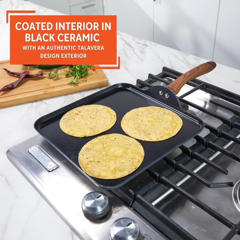 IMUSA 11 Inches Square Griddle Pan with Cool Touch Handle,