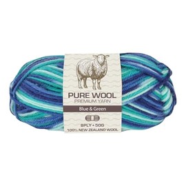 Yatsal Premium 3-Ply Pure Wool Yarn 50 g, Blue/Green