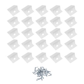 SQXBK 100PCS 13mm White Small Back Plate Buckle Plastic Corner Code with Screws Furniture Connector Drawer Bottom Support Bracket Fixed Repair Wedges Wardrobe Cabinet Laminate Tray Support Bracket