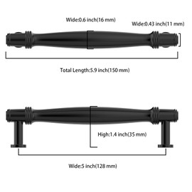 Asidrama 10 Pack 5 Inch(128mm) Matte Black Kitchen Cabinet Handles, Cabinet Pulls Kitchen Cabinet Hardware for Cupboard Drawer Pulls