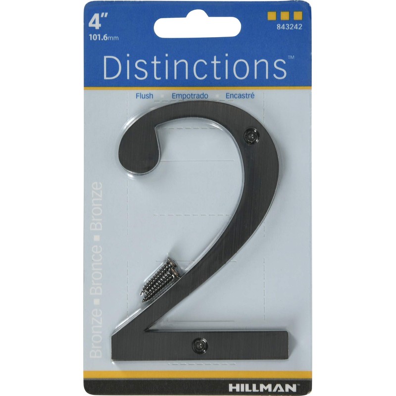 Distinctions 843242 4" Flush Mount Bronze House Number 2, 1