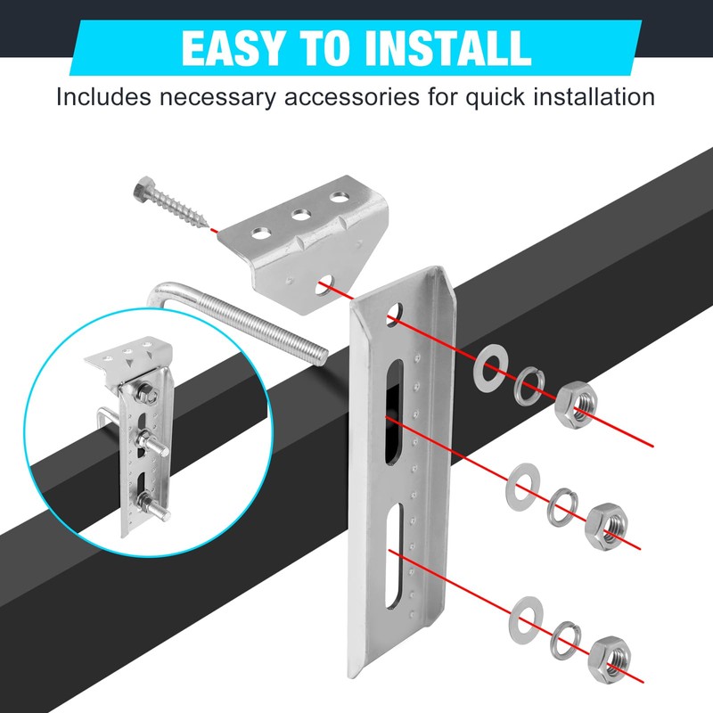 4PCS 8" Heavy Duty Boat Trailer Bunk Brackets,Adjustable Galvanized Swivel
