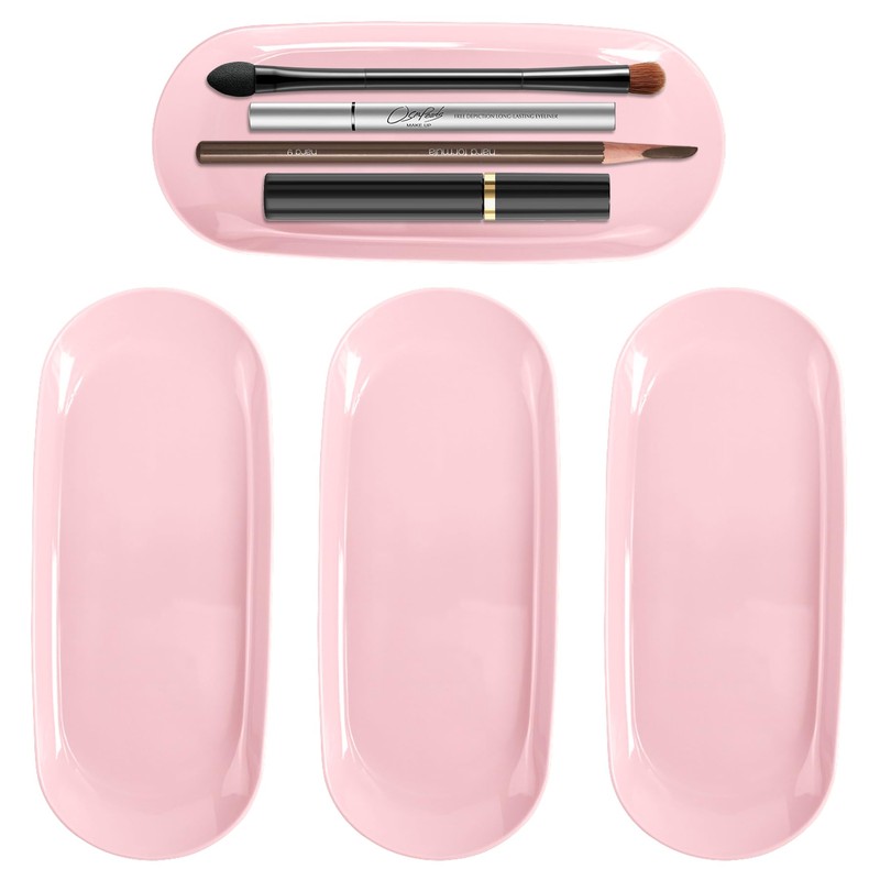 4 Pack Manicure Tools Storage Trays Pink Oval Dish Storage
