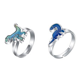 Fuqimanman2020 2 Pcs Mood Dinosaur Rings Set Color Changing Emotion Feeling Temperature Finger Ring Adjustable for Womens Animal Funny Jewelry-2pcs C