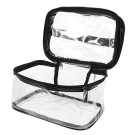 FOMIYES Clear Double Makeup Bag Large Portable Cosmetic Organizer with Handle for Travel Toiletry Pouch for Makeup and Personal Care Products
