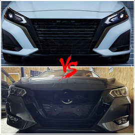 KEEGTBOX 3 PCS Front Grill Frame Cover Trim Compatible with Nissan Sentra S SV SR and Premium Sedan 2020 2021 2022 2023 Front Grille Trim Glossy Black Accessories (Glossy Black)