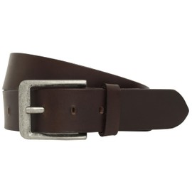 Gusti Kara Plain Leather Belt with Silver Buckle Suit Belt Men's Brown Leather (115), dark brown