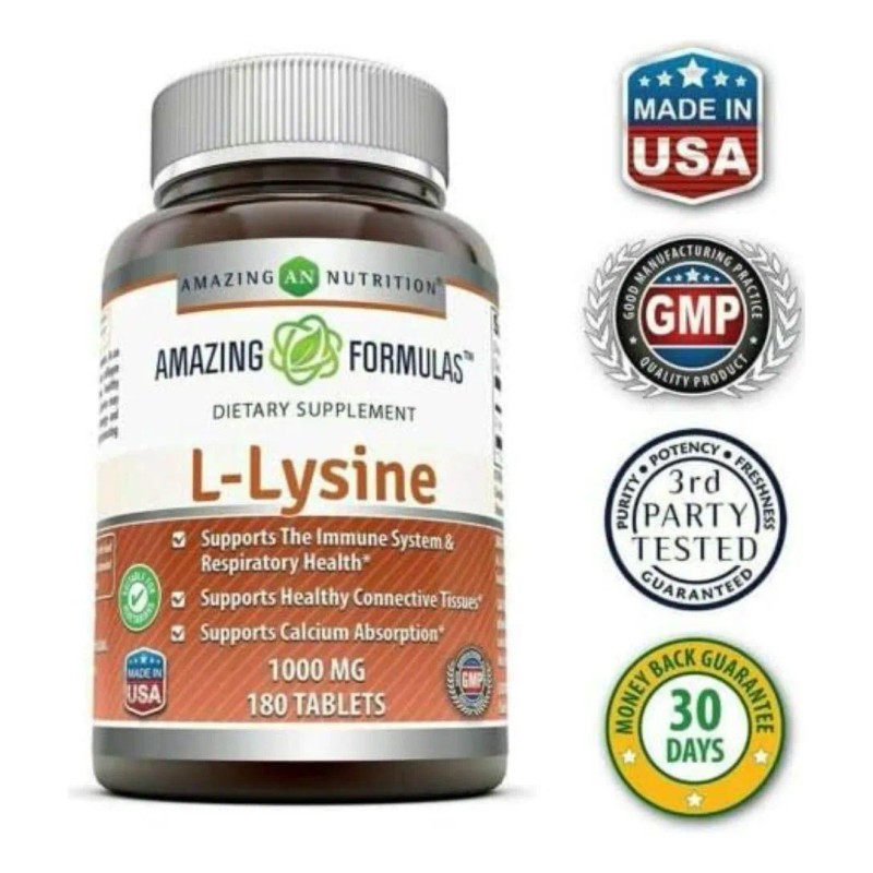 L-lisina 100% Pura 180 Capsulas 1000mg Aminoacido Eg Ll7 Sin