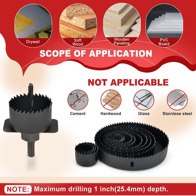 ANGELSWORD Hole Saw Set 24 PCS Hole Saw Kit, Hole