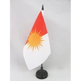YAZIDISM TABLE FLAG 5'' x 8'' - YAZIDIS - YEZIDI DESK FLAG 21 x 14 cm - Black plastic stick and base - AZ FLAG