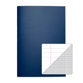 RHINO Stationery Exercise Book | A4 | 64 Page | 8mm Lined with Margin & 1:5:10 Graph Paper On Alternate Pages | Dark Blue | Learning Resources | School Books | Pack of 1