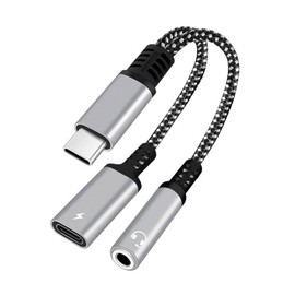 USB-C to 3.5mm headphone and charger adapter | 2-in-1 Hi-Fi audio dongle with PD 60W fast charging | Compatible with a wide range of smartphones and tablets