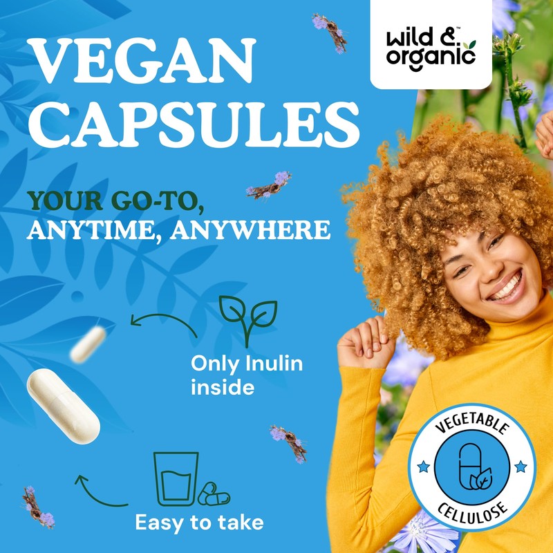 Wild & Organic Inulin Capsules - 180 Count- Digestive Support